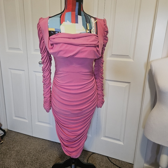NEW Aliette Pink Rouched Dress - Picture 3 of 5